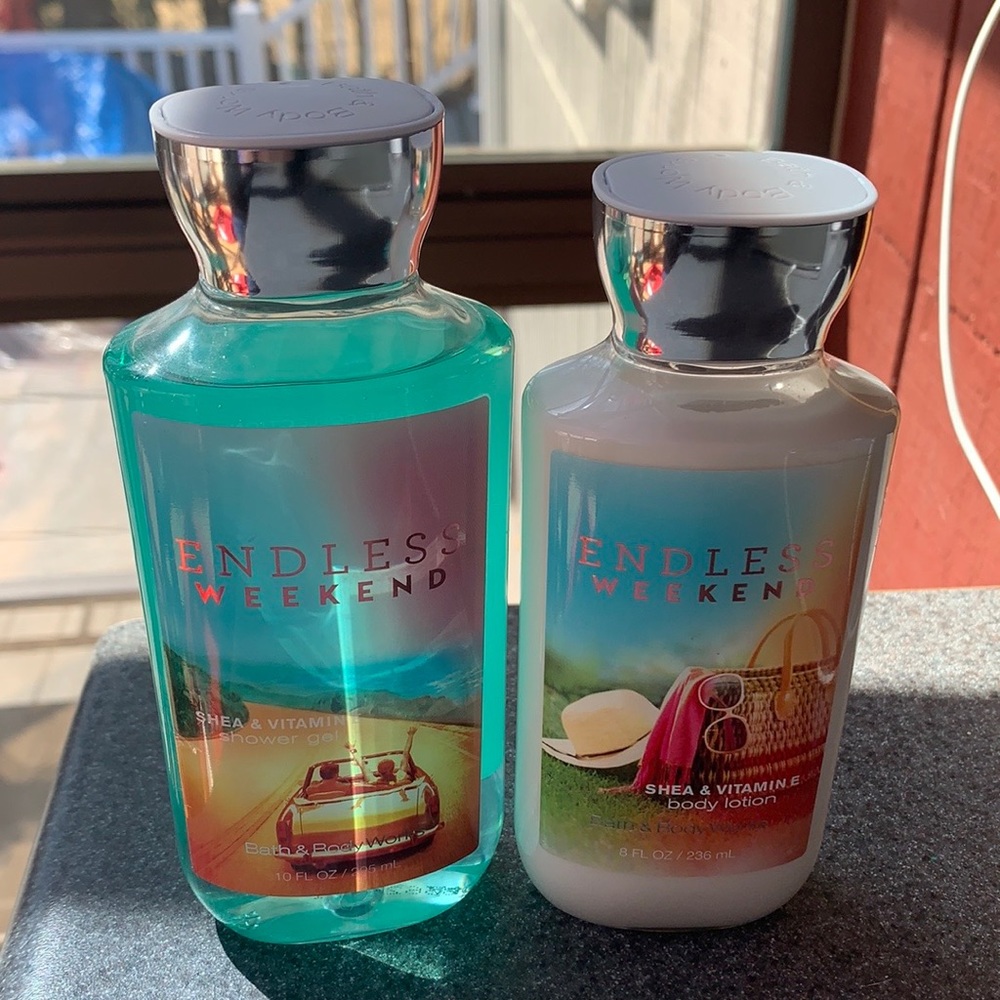 Bath and body work body lotion and shower gel.